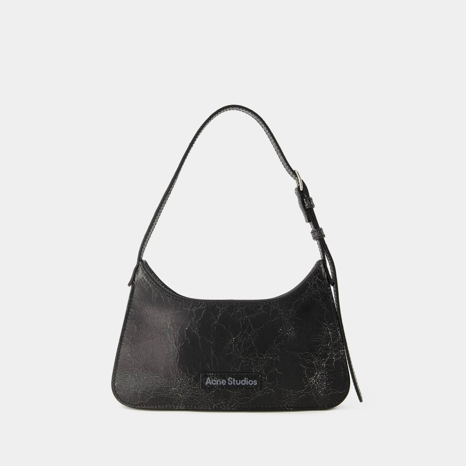 Acne Studios  Platt Micro Crackle Hobo Bag - Acne Studios - Leather - Black