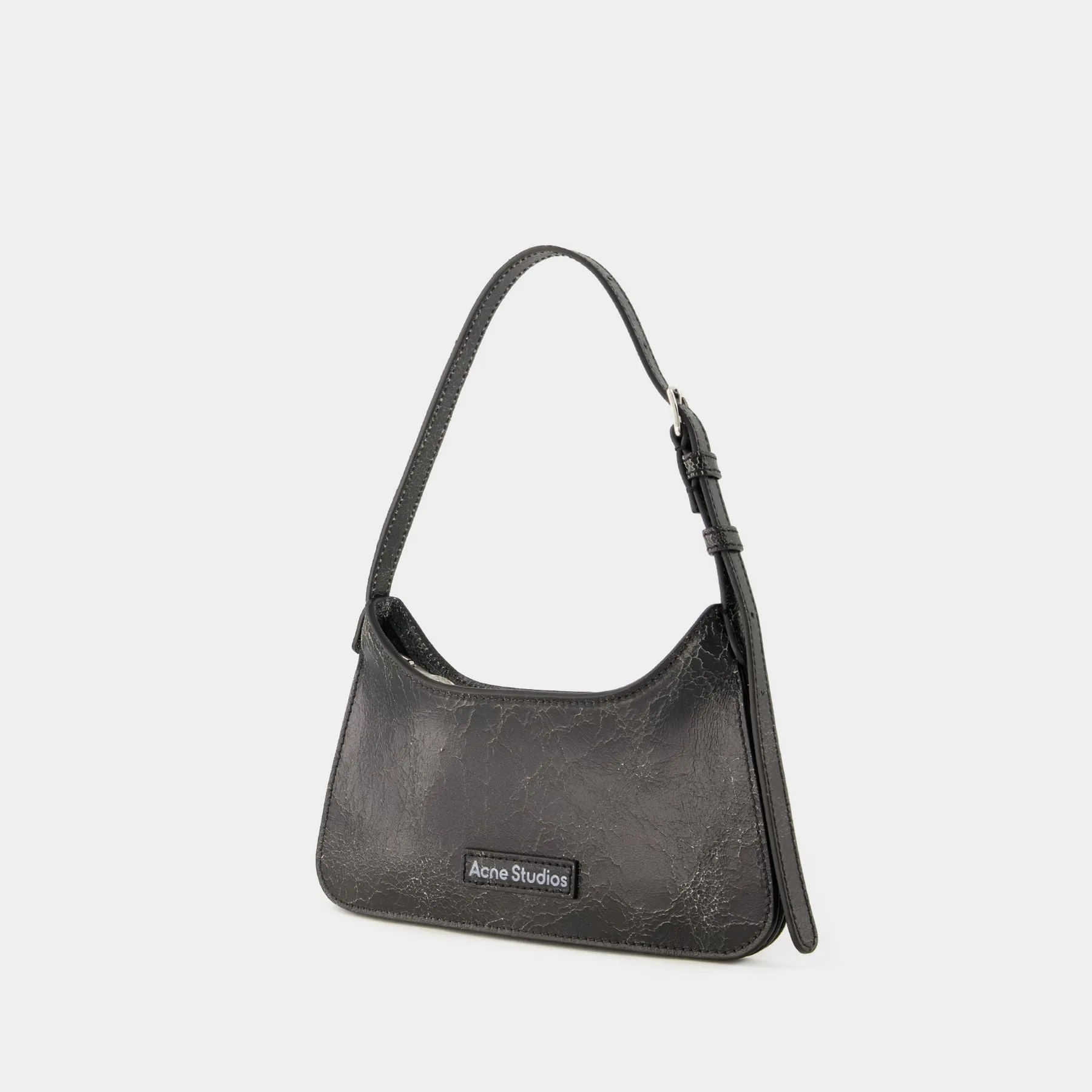 Acne Studios  Platt Micro Crackle Hobo Bag - Acne Studios - Leather - Black