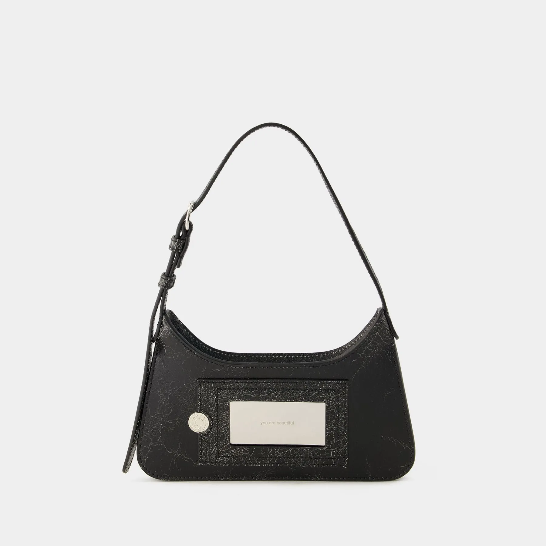 Acne Studios  Platt Micro Crackle Hobo Bag - Acne Studios - Leather - Black