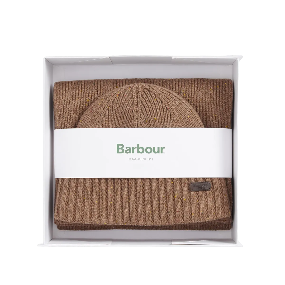 Barbour Carlton Fleck Beanie & Scarf Gift Set