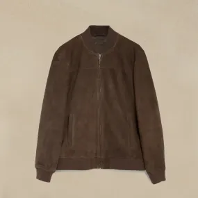 Brown suede Bomber Jacket For Men