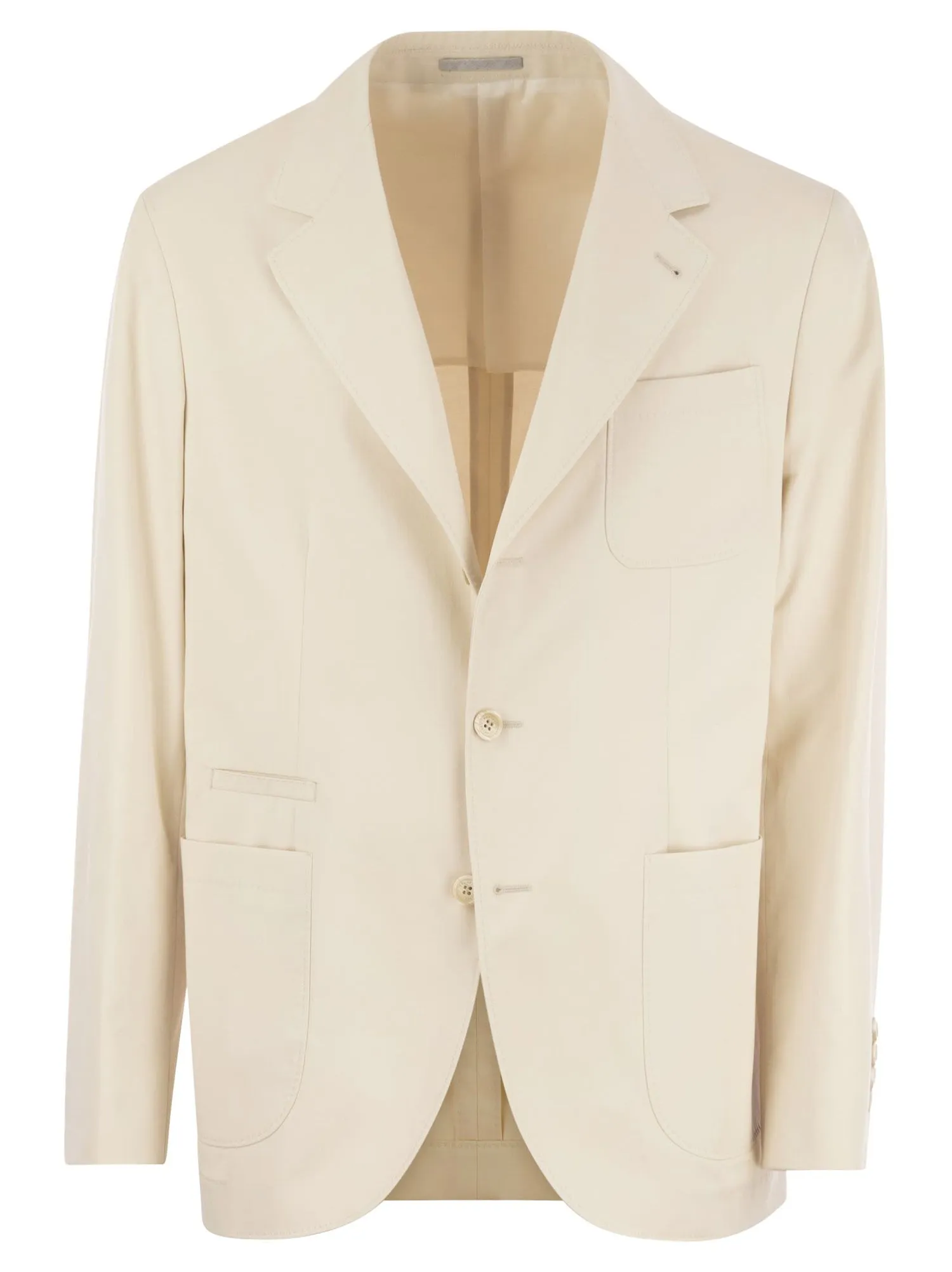 Brunello Cucinelli    Brunello Cucinelli Cotton And Cashmere Deconstructed Jacket With Patch Pockets