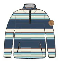 Canyon Recycled Polar Fleece Pullover - Navy Mix Up Stripe