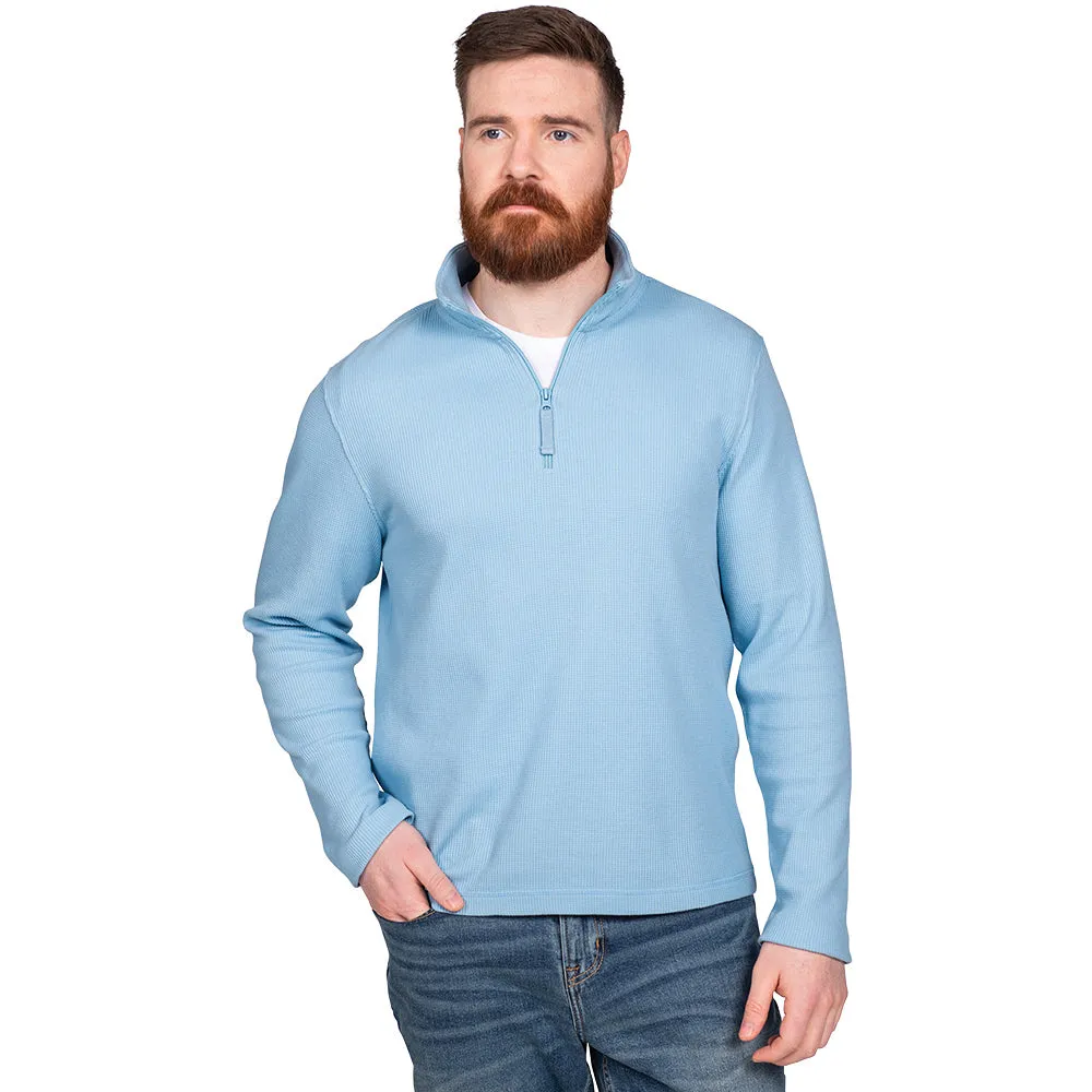 Charles River Men's NeoHtrBlue Waffle Quarter Zip Pullover