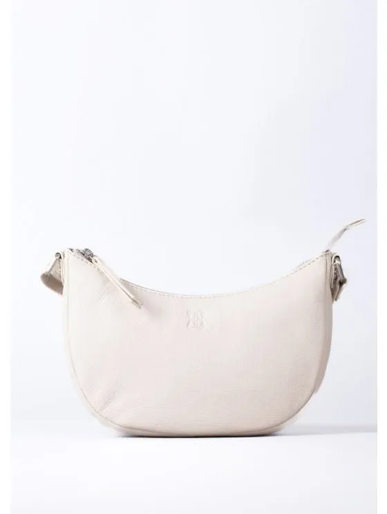 Coniston Crescent Leather Cross Body Bag in Parchment