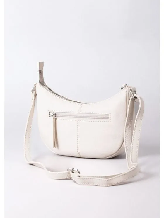 Coniston Crescent Leather Cross Body Bag in Parchment