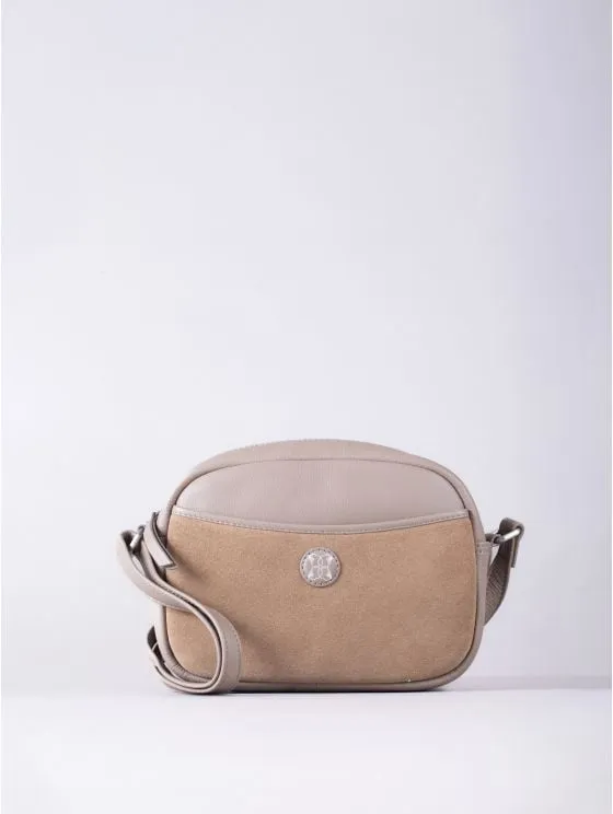 Coniston Leather Cross Body Camera Bag in Taupe