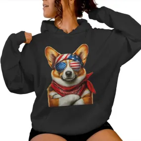 Corgi Patriotic Fourth Of July Women Women Hoodie