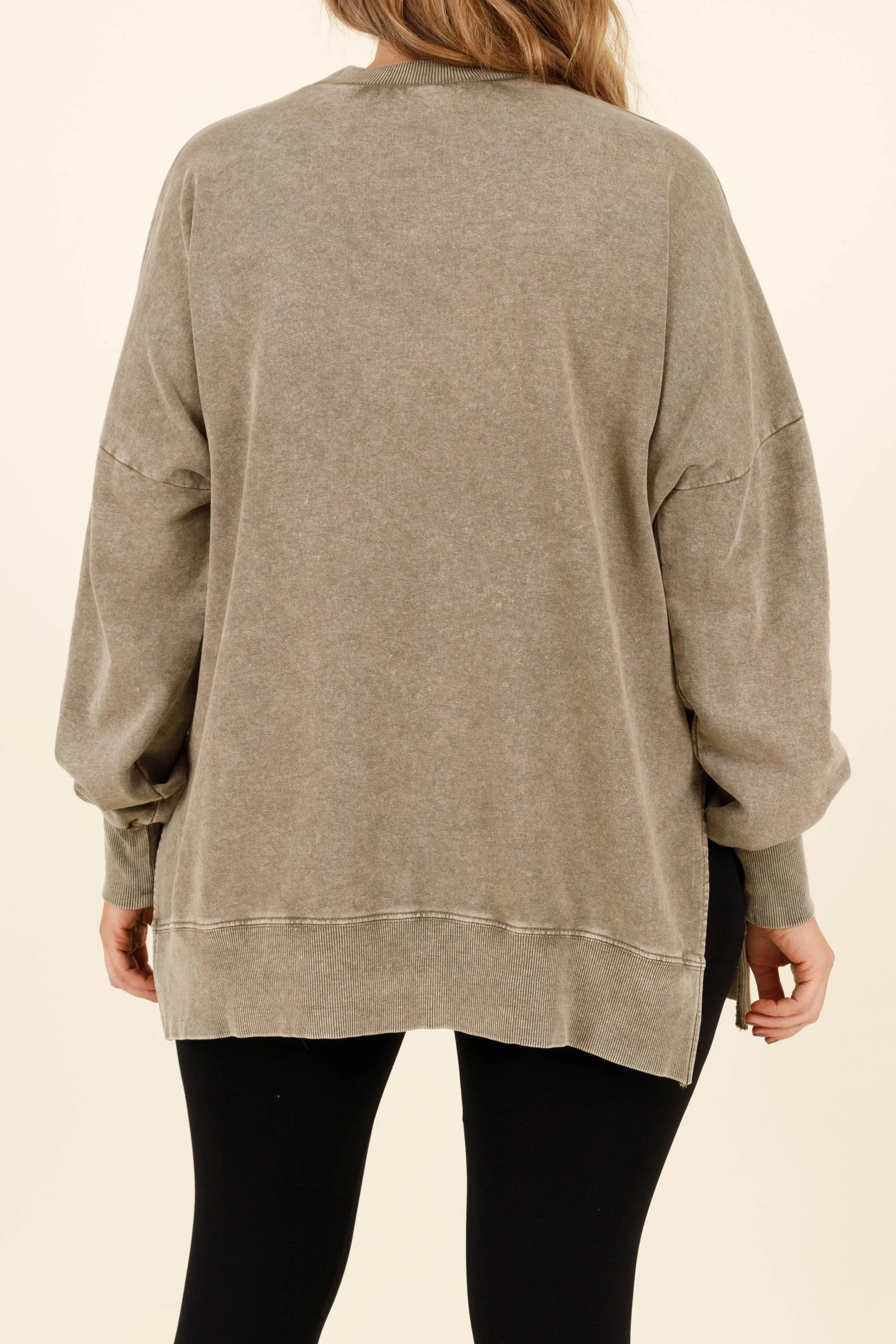 Cozy Crewneck Pullover, Olive