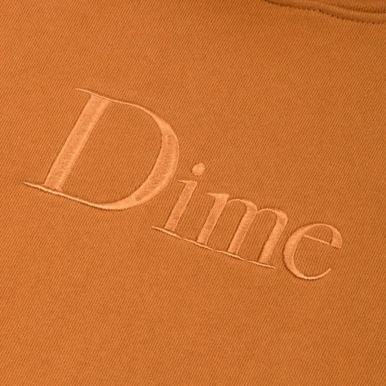 Dime Classic Logo Embroidered Pullover Hooded Sweatshirt (Coffee)