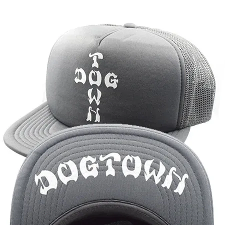 Dogtown Skateboards Hat Cross Letters Flip Mesh Snapback Charcoal Grey