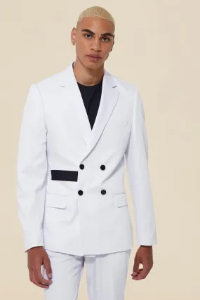 Double Breasted Skinny Belt Suit Jacket