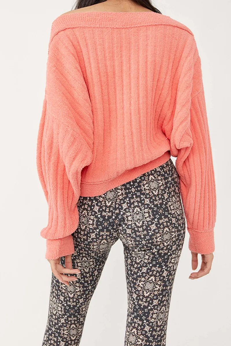 Free People Cabin Fever Pullover in Coral