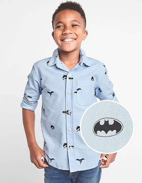 GAP Boys Blue Batman Oxford Shirt