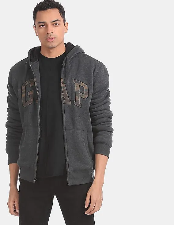 GAP Grey Sherpa Lined Full Zip Hoodie