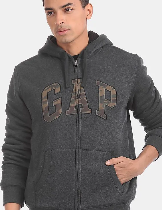 GAP Grey Sherpa Lined Full Zip Hoodie