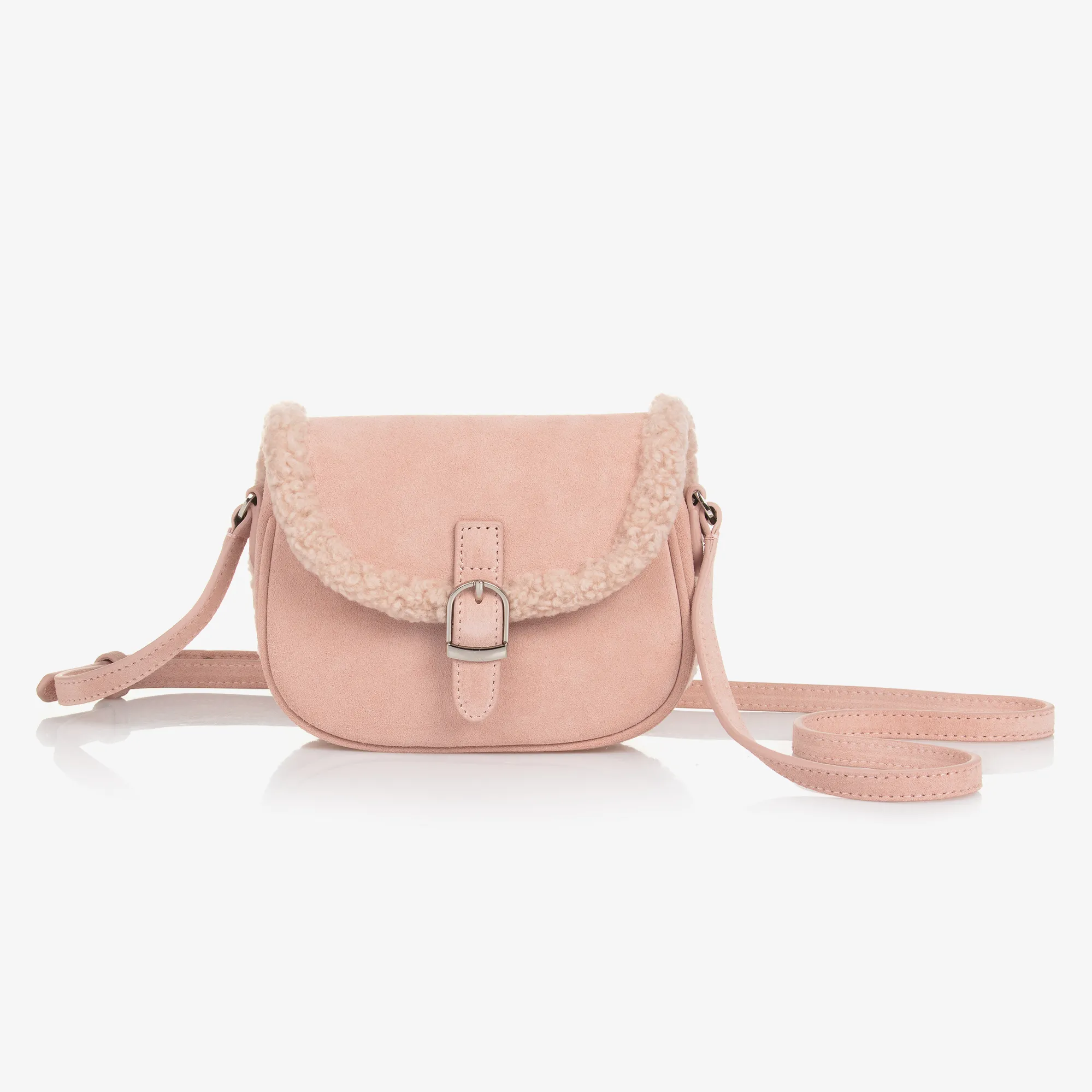 Girls Pink Suede Leather Bag (16cm)