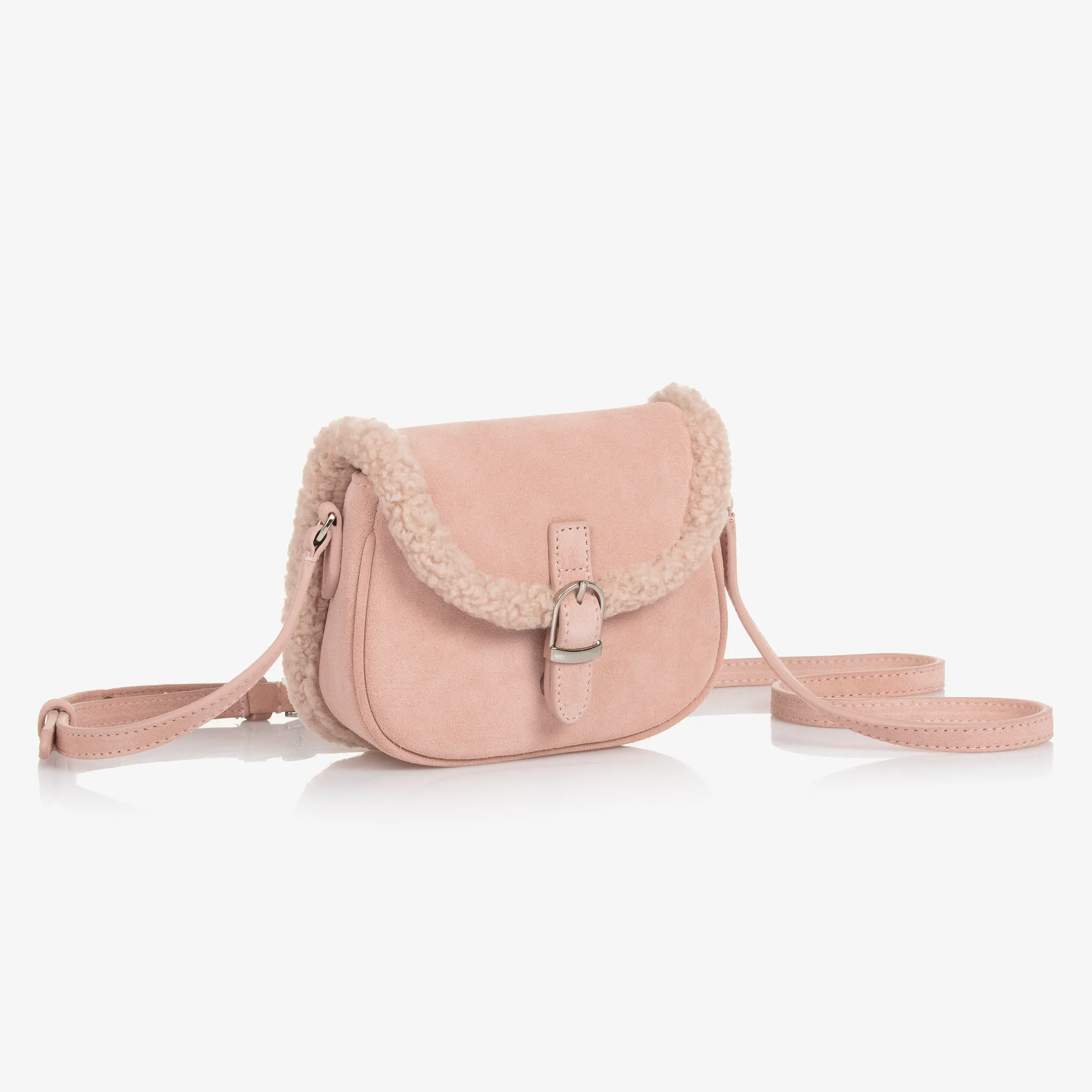 Girls Pink Suede Leather Bag (16cm)