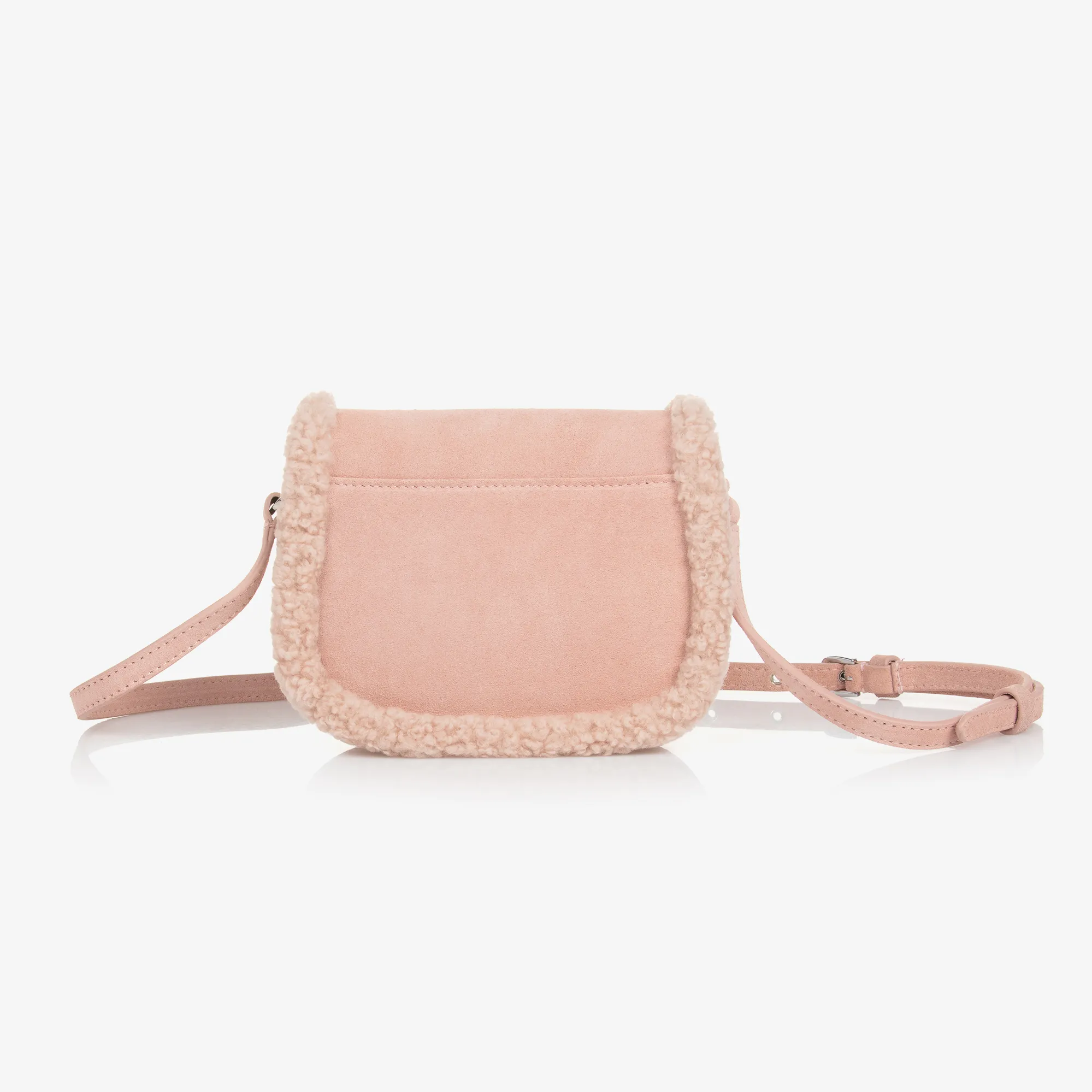 Girls Pink Suede Leather Bag (16cm)