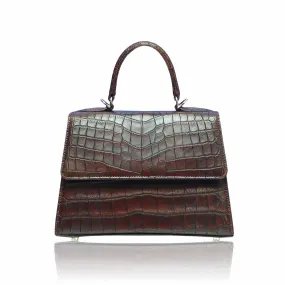 --Goldmas Brown Crocodile Leather Bag-