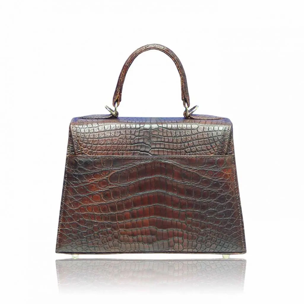 --Goldmas Brown Crocodile Leather Bag-