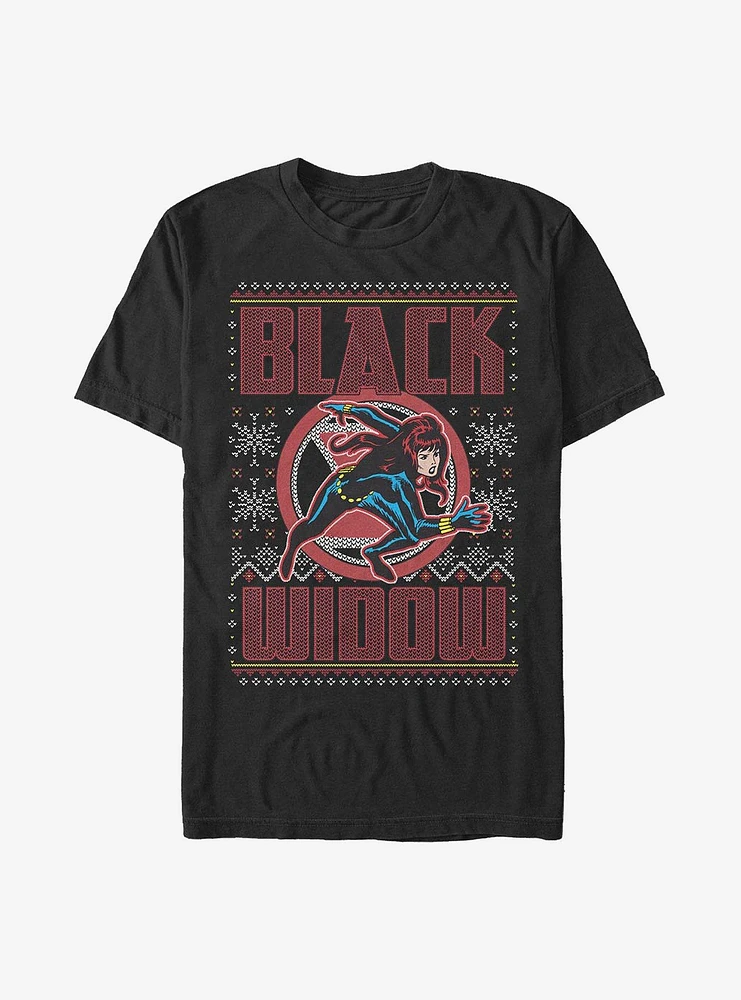 Hot Topic Marvel Black Widow Ugly Holiday T-Shirt