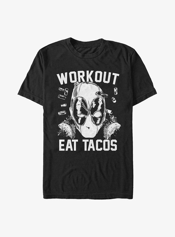 Hot Topic Marvel Deadpool Workout Tacos T-Shirt