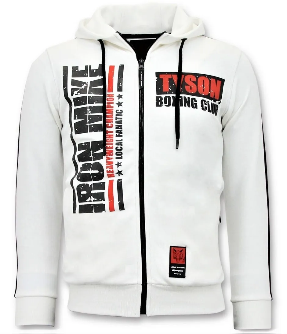 Iron Mike Tyson Printed Zip Hoodie White