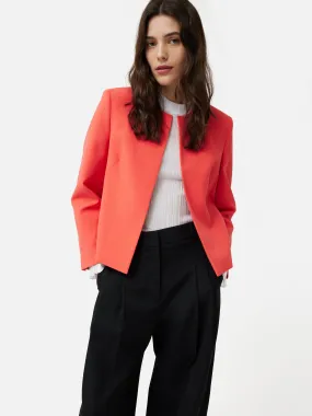 Italian Modern Crepe Short Jacket | Coral