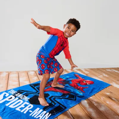 JCPenney Disney Collection Little & Big Boys Marvel Spiderman Rash Guard