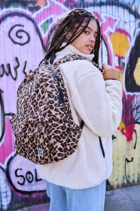 Kellie - Skater Corduroy Backpack in Leo Print