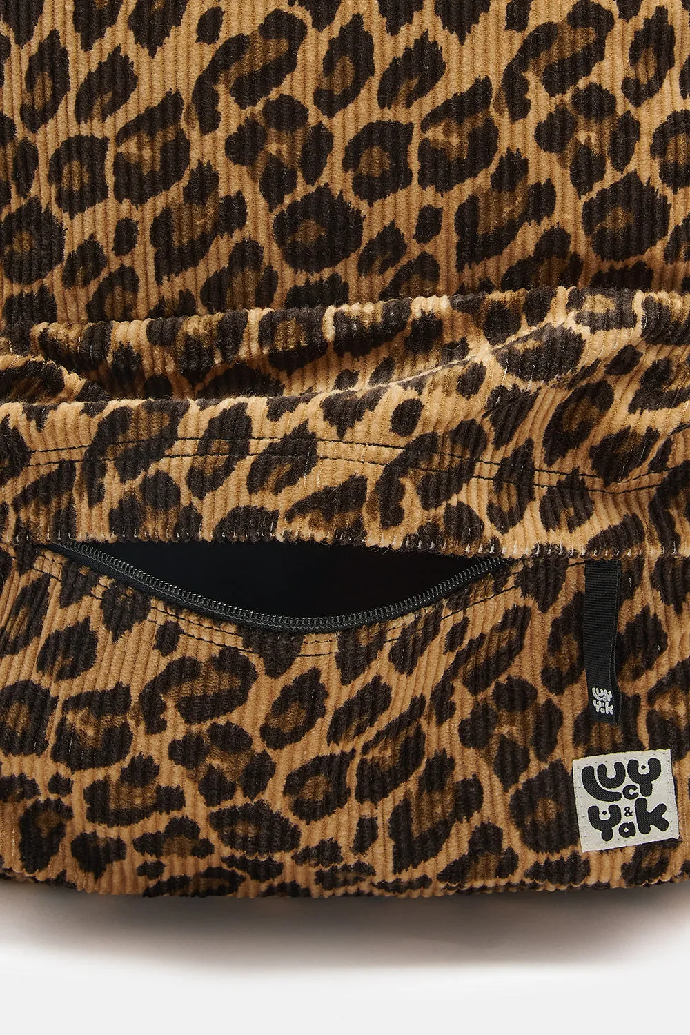 Kellie - Skater Corduroy Backpack in Leo Print