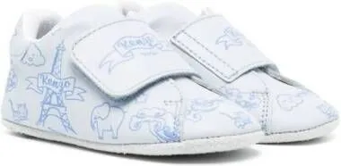 Kenzo Kids sketch-print leather sneakers Blue