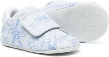 Kenzo Kids sketch-print leather sneakers Blue