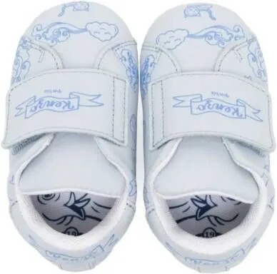 Kenzo Kids sketch-print leather sneakers Blue