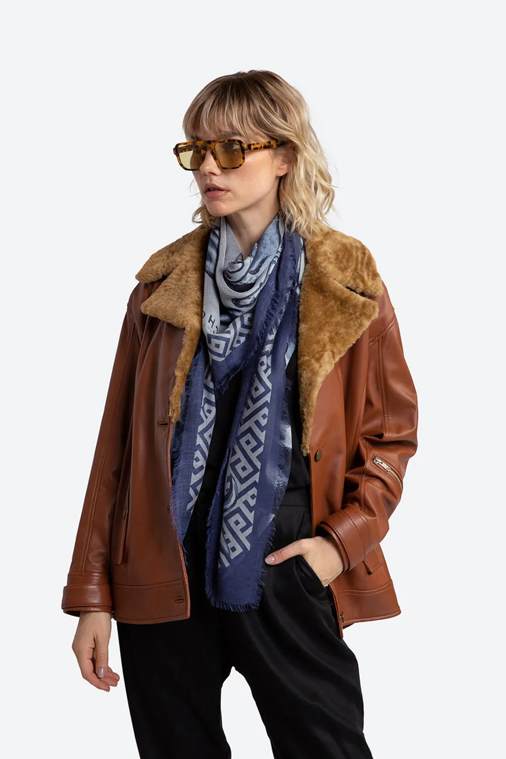 Lavalle Shearling Collar Jacket in Cognac