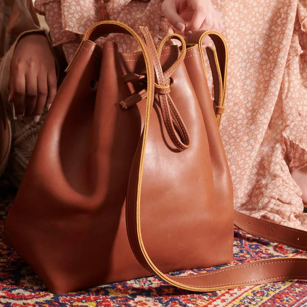 Leather Bucket Bag | Honey