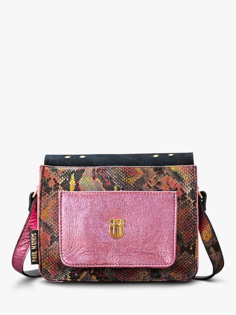 leather hand bag for woman Red,Pink - Mademoiselle George Python Magma Metallic Pink | PAUL MARIUS