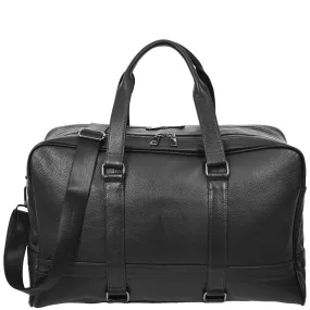 Leather Holdall Weekend Bag Preston Black