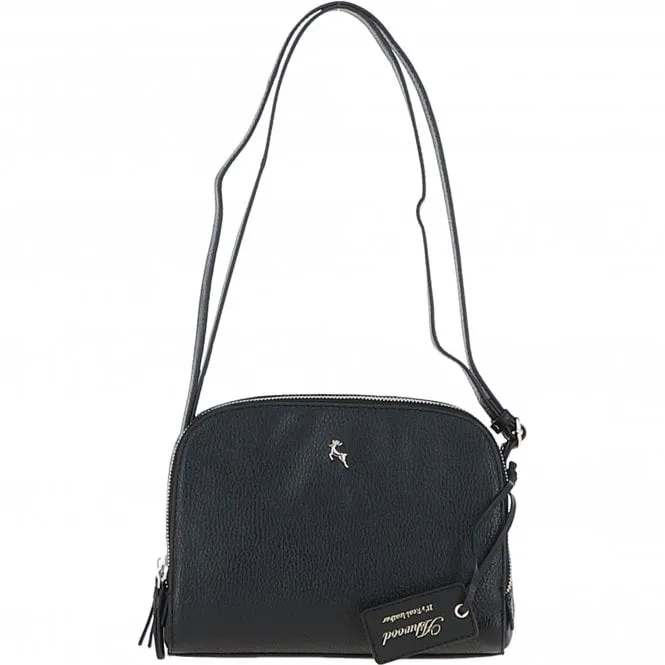 Leather Three Section Cross Body Bag Black: 63789