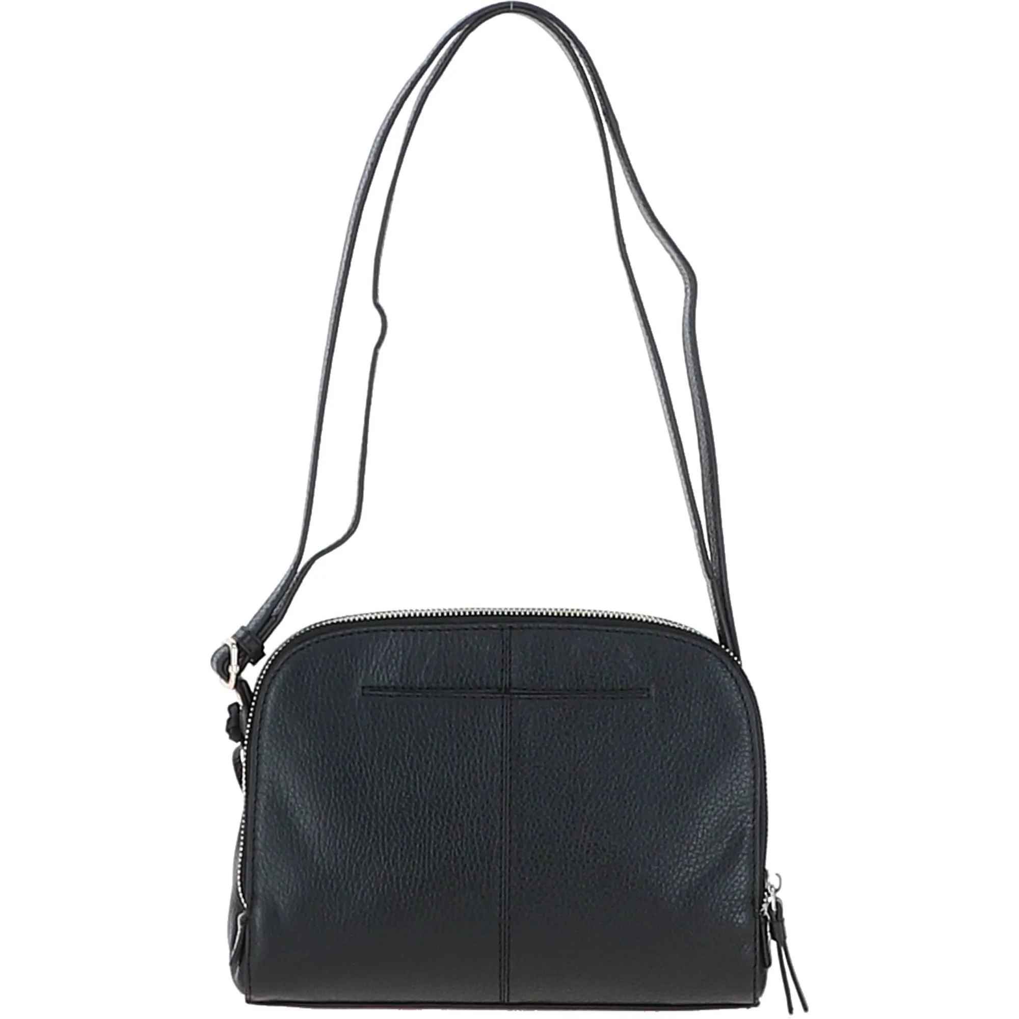 Leather Three Section Cross Body Bag Black: 63789