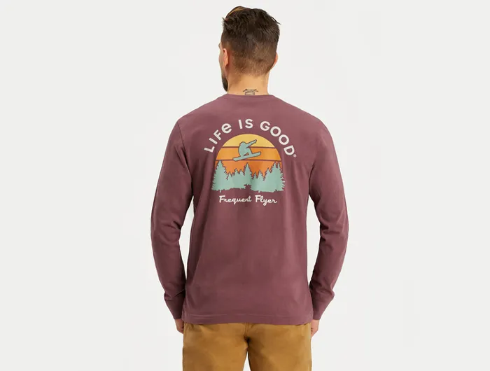 Life is Good Men's Long Sleeve Crusher Tee - Frequent Flyer Snowboard