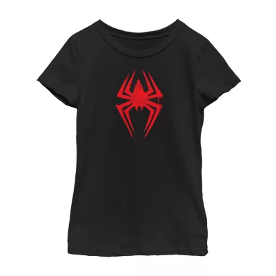 Little & Big Girls Spider-Man: Across The Spider-Verse Crew Neck Short Sleeve Marvel Spiderman Graphic T-Shirt