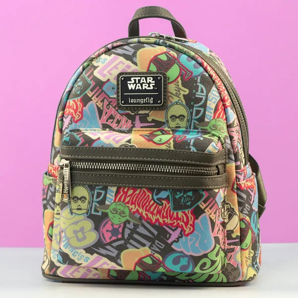 Loungefly x Star Wars Pastel Stickers Print Mini Backpack