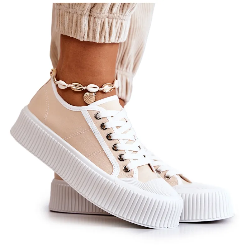 Low Sneakers On Beige Mischa Platform