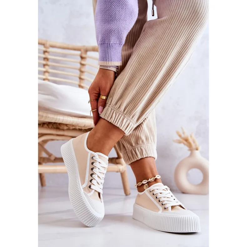 Low Sneakers On Beige Mischa Platform