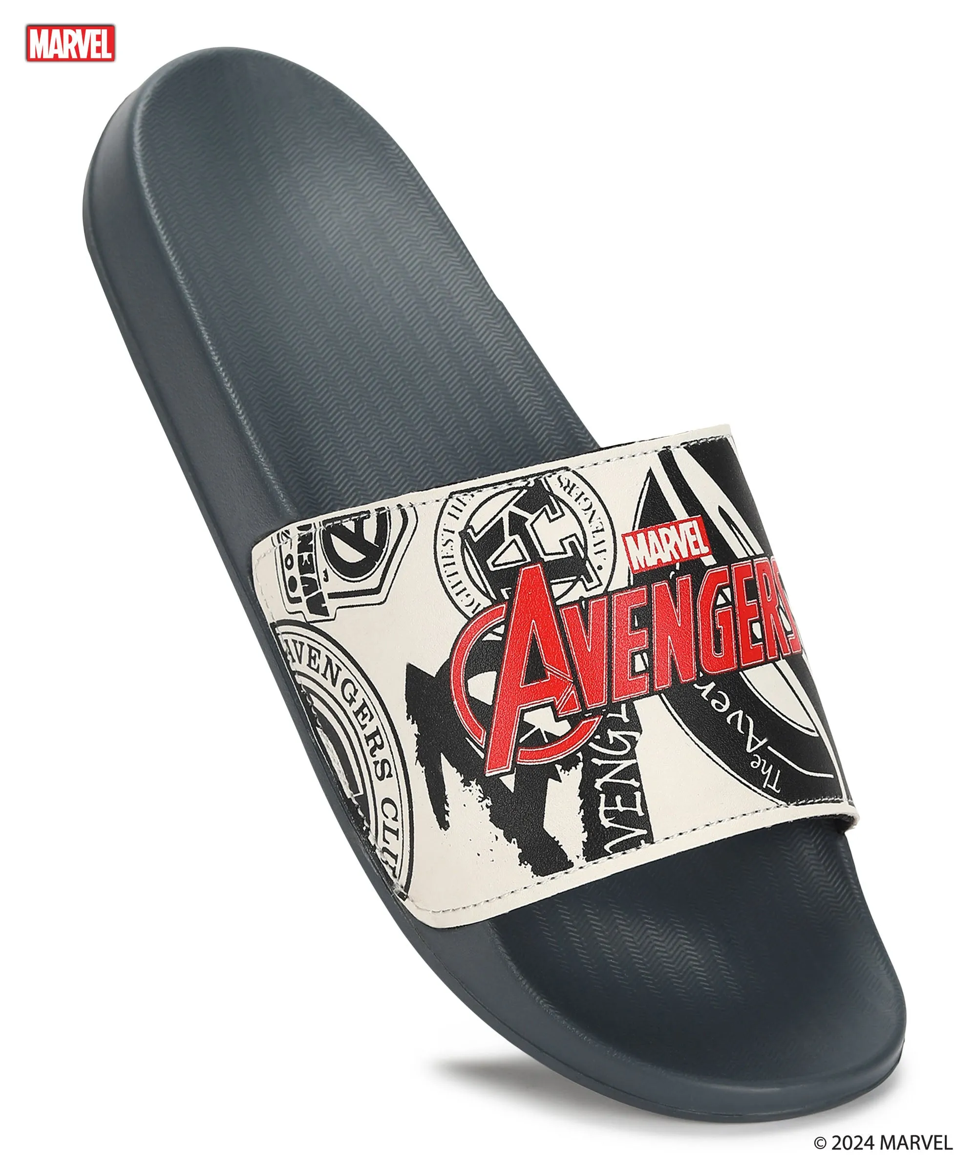 Marvel Avengers' EVMK10921 Men's White Sliders | Trendy Sliders with Cushioned & Durable Anti-Skid Construction | Waterproof & L