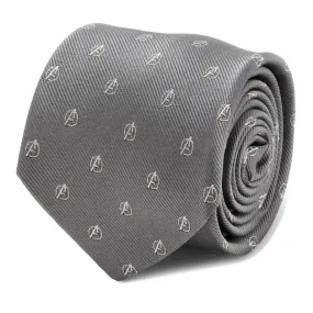 Marvel Avengers Logo Icon Grey Silk Tie