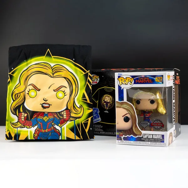 Marvel Captain Marvel Pop! Vinyl and Tee Set