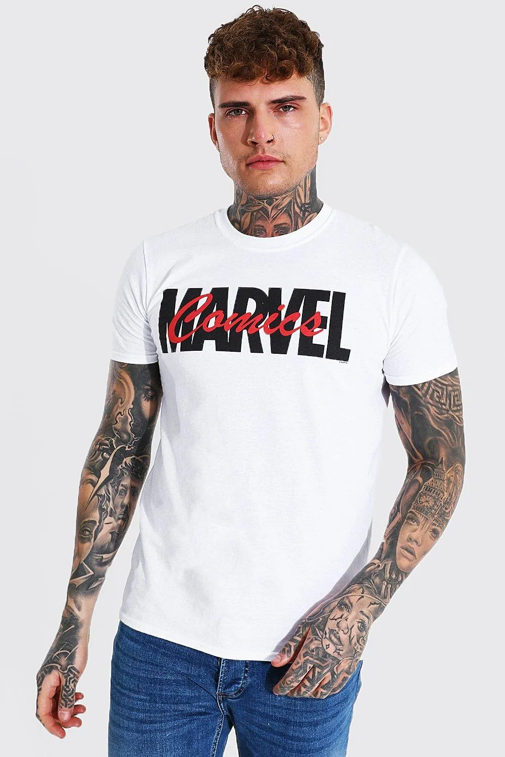 Marvel Comics Logo License T-shirt | boohooMAN UK